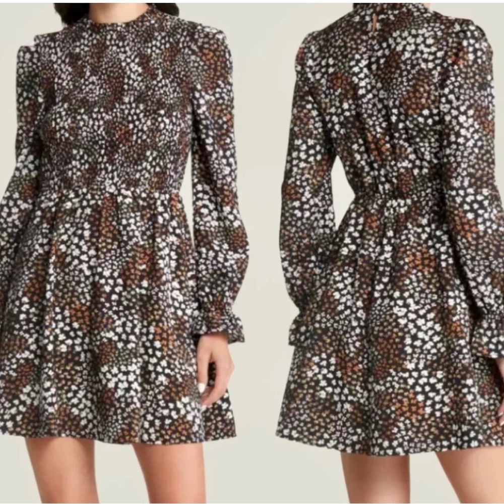 Vero Moda Black and White Fit and Flare Dress with Bishop Sleeves